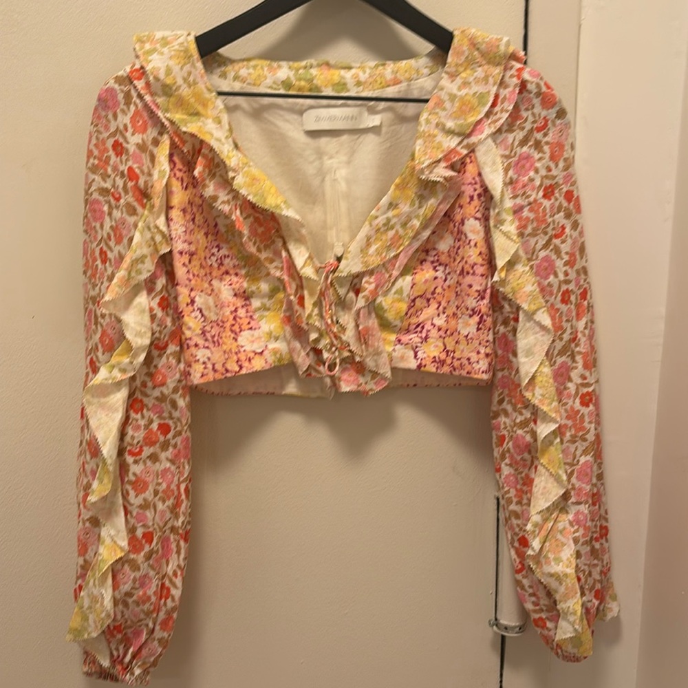 Zimmermann Cropped Linen Top